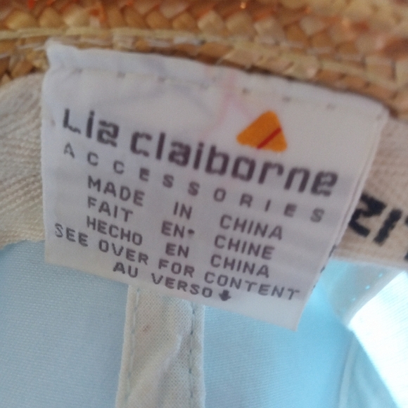 Sun Hat Golf Hat Liz Claiborne Womens Straw & Cotton Vintage Light Blue - Picture 6 of 7